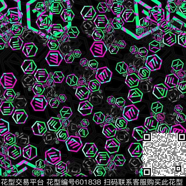 以视觉迷幻为主时尚密集形式带入感摩登电子潮暗流数码印花华亿平台下载（图片编号: 601838） - 瓦栏（Walan）