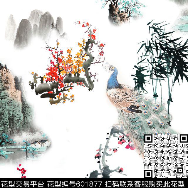 水墨此华亿平台为1/2跳接。民族风数码印花华亿平台下载（图片编号: 601877） - 瓦栏（Walan）