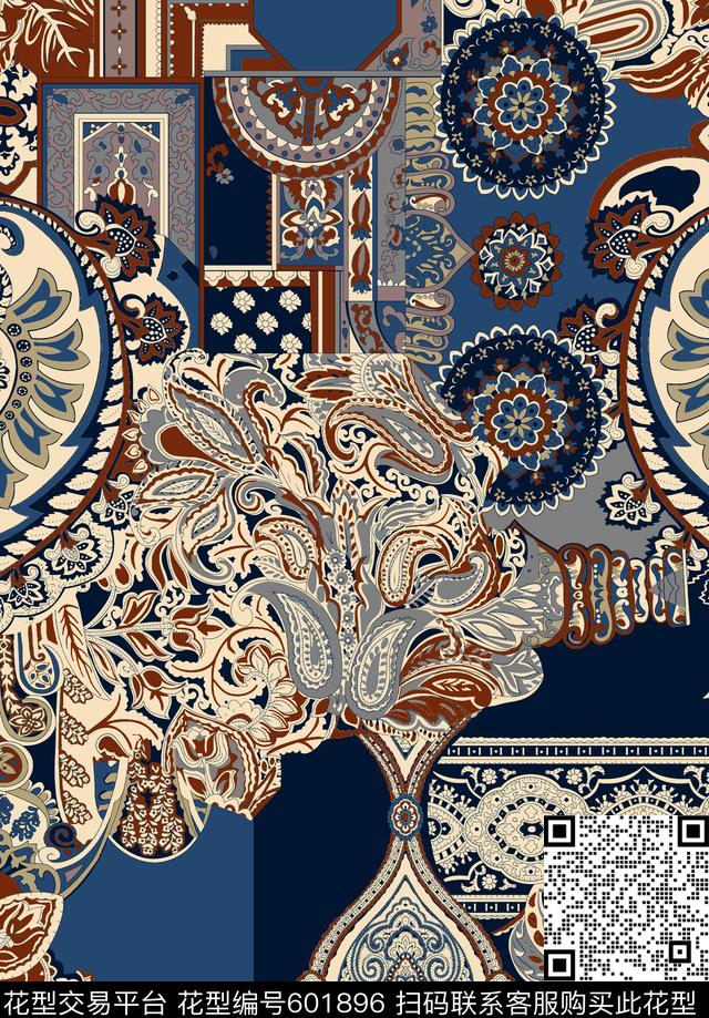火腿纹佩斯里民族风传统印花华亿平台下载（图片编号: 601896） - 瓦栏（Walan）