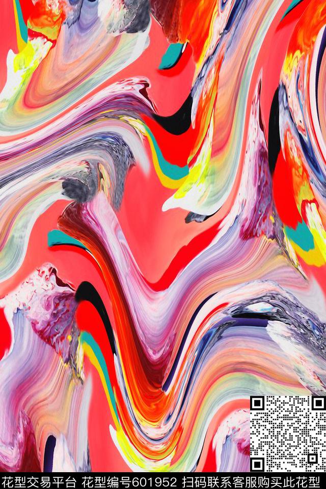 抽象。机理水彩女装数码印花华亿平台下载（图片编号: 601952） - 瓦栏（Walan）