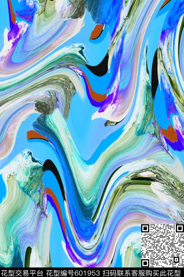 抽象。机理水彩女装数码印花华亿平台下载（图片编号: 601953） - 瓦栏（Walan）