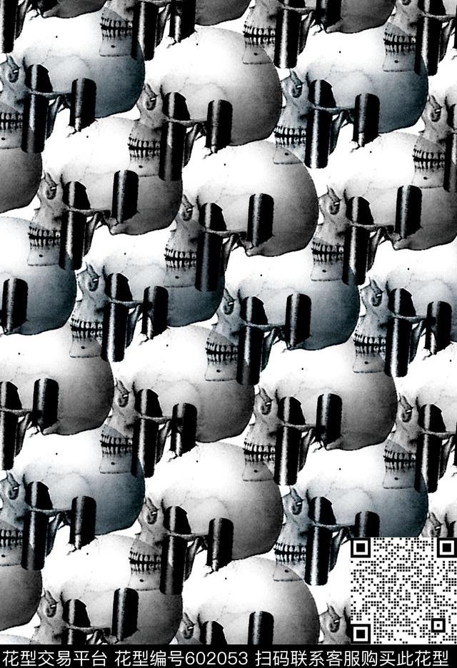骷髅头人骨头潮牌数码印花华亿平台下载（图片编号: 602053） - 瓦栏（Walan）