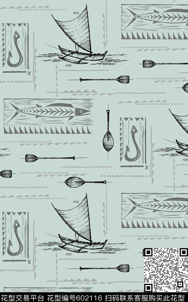 抽象航海帆传统印花华亿平台下载（图片编号: 602116） - 瓦栏（Walan）