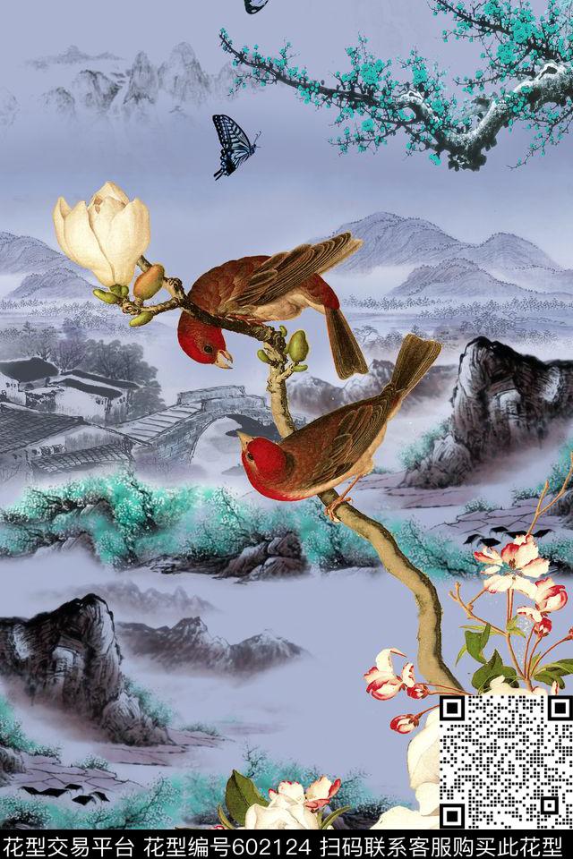 国画花卉山水画数码印花华亿平台下载（图片编号: 602124） - 瓦栏（Walan）