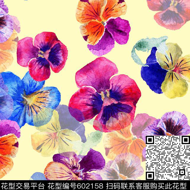 大花兰花花朵数码印花华亿平台下载（图片编号: 602158） - 瓦栏（Walan）