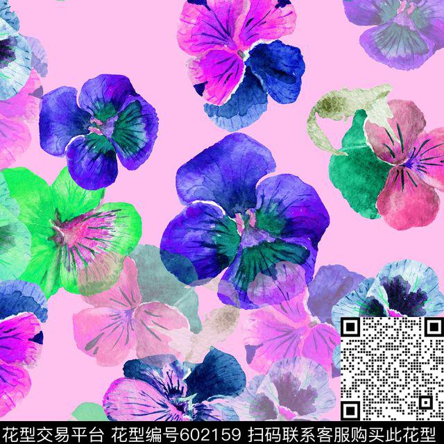 大花兰花花朵数码印花华亿平台下载（图片编号: 602159） - 瓦栏（Walan）