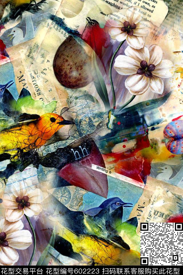 抽象几何拼接数码印花华亿平台下载（图片编号: 602223） - 瓦栏（Walan）