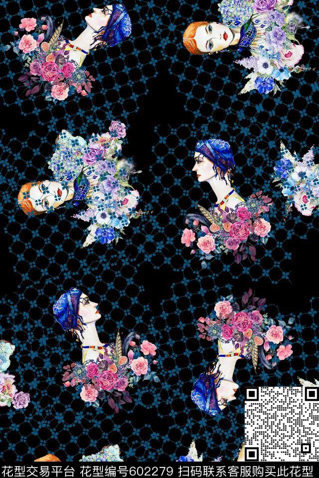 KEW-人物动物花卉时装画数码印花华亿平台下载（图片编号: 602279） - 瓦栏（Walan）
