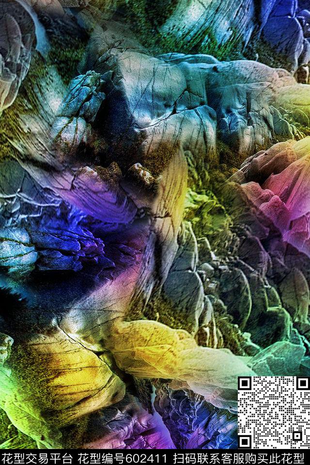 笔触水彩岩石数码印花华亿平台下载（图片编号: 602411） - 瓦栏（Walan）