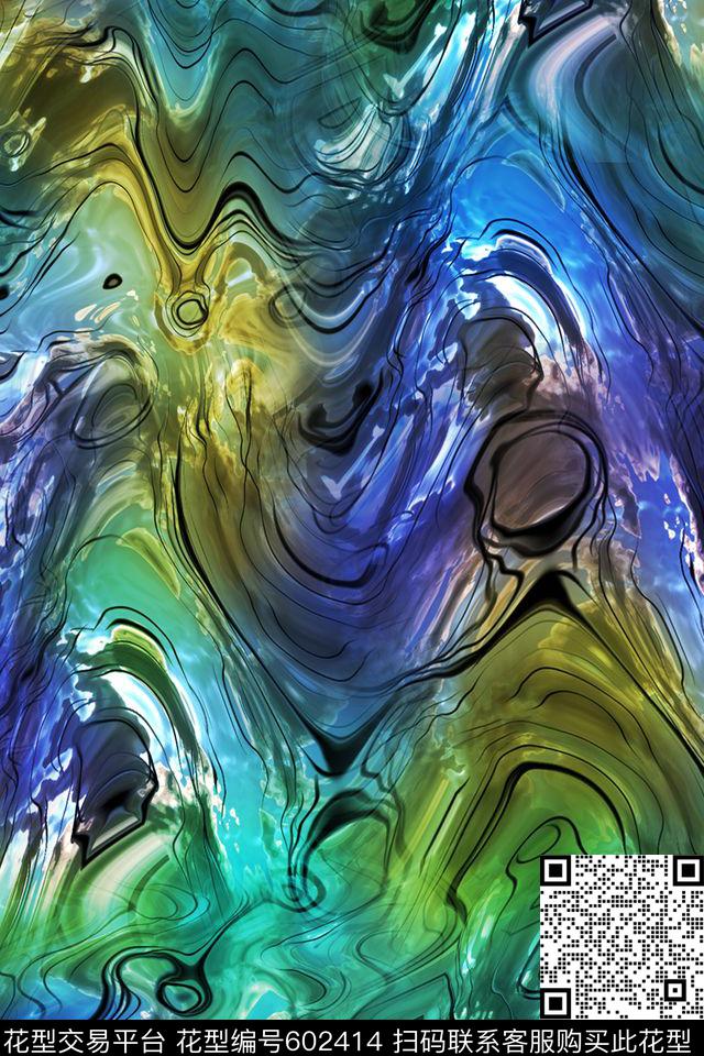 大理石扭曲波纹渐变数码印花华亿平台下载（图片编号: 602414） - 瓦栏（Walan）