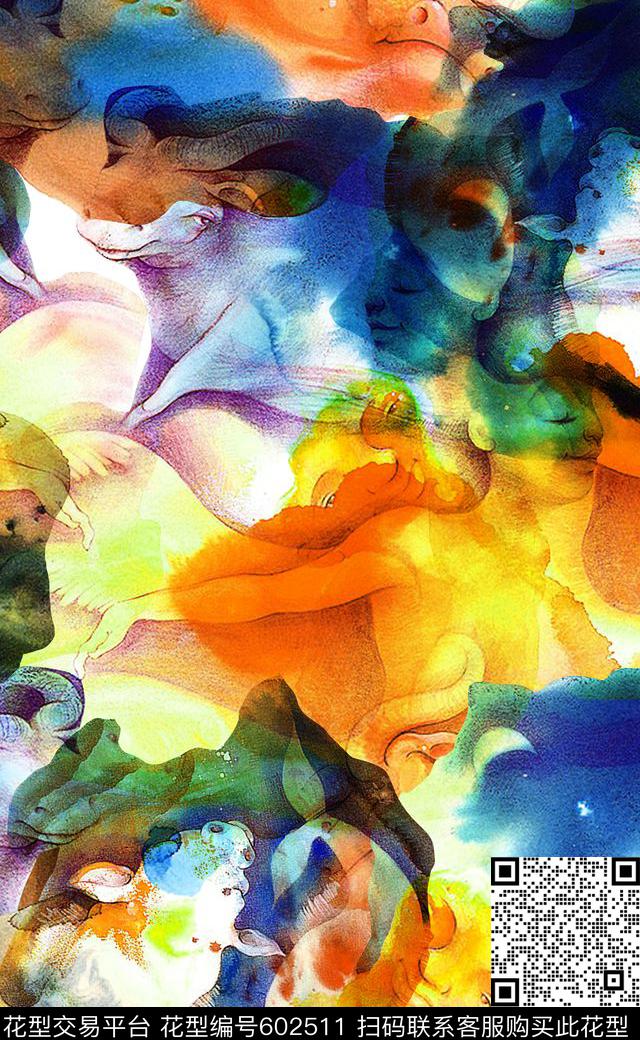 肌理纹理抽象数码印花华亿平台下载（图片编号: 602511） - 瓦栏（Walan）