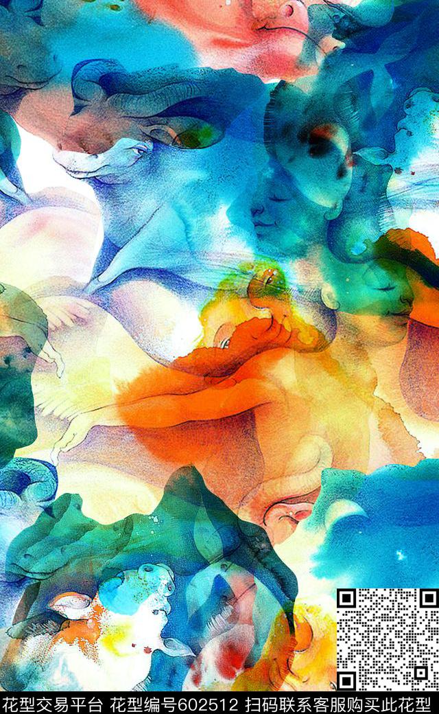 肌理纹理抽象数码印花华亿平台下载（图片编号: 602512） - 瓦栏（Walan）