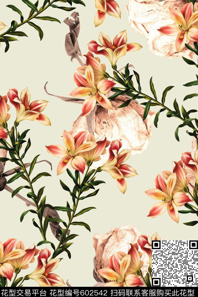 爆款精致手绘数码印花华亿平台下载（图片编号: 602542） - 瓦栏（Walan）