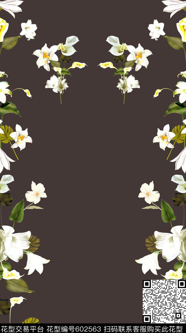 时尚花卉大气。时装。围巾华亿平台数码印花华亿平台下载（图片编号: 602563） - 瓦栏（Walan）