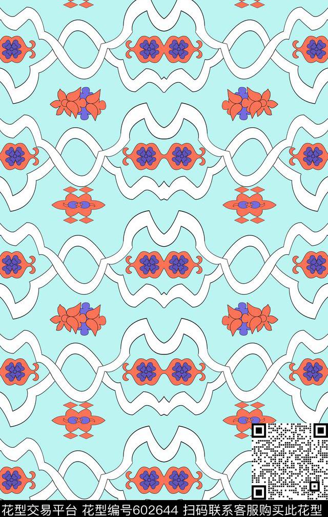 时尚几何条纹传统印花华亿平台下载（图片编号: 602644） - 瓦栏（Walan）