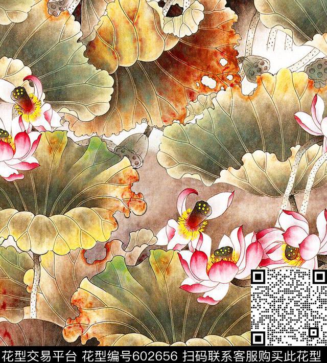 水墨民族风中国风数码印花华亿平台下载（图片编号: 602656） - 瓦栏（Walan）