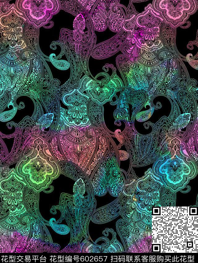 笔触随意抽象数码印花华亿平台下载（图片编号: 602657） - 瓦栏（Walan）