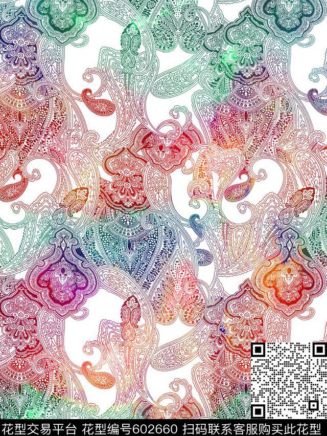 笔触随意抽象数码印花华亿平台下载（图片编号: 602660） - 瓦栏（Walan）