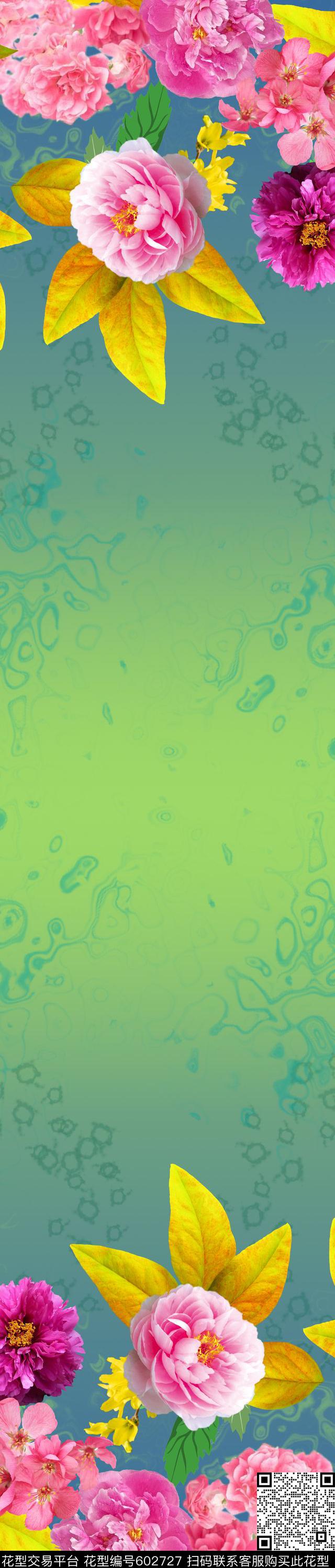 肌理双边定位印花牡丹数码印花华亿平台下载（图片编号: 602727） - 瓦栏（Walan）