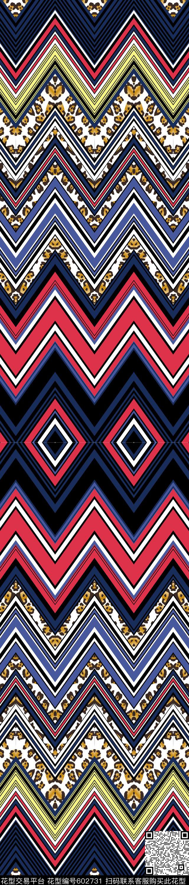 拼接条纹几何传统印花华亿平台下载（图片编号: 602731） - 瓦栏（Walan）