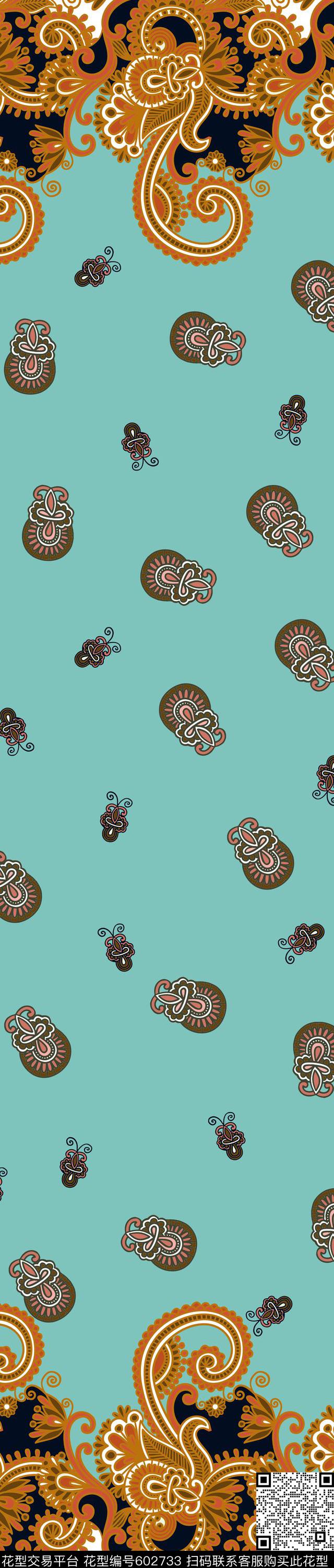 民族风图腾双边定位印花传统印花华亿平台下载（图片编号: 602733） - 瓦栏（Walan）