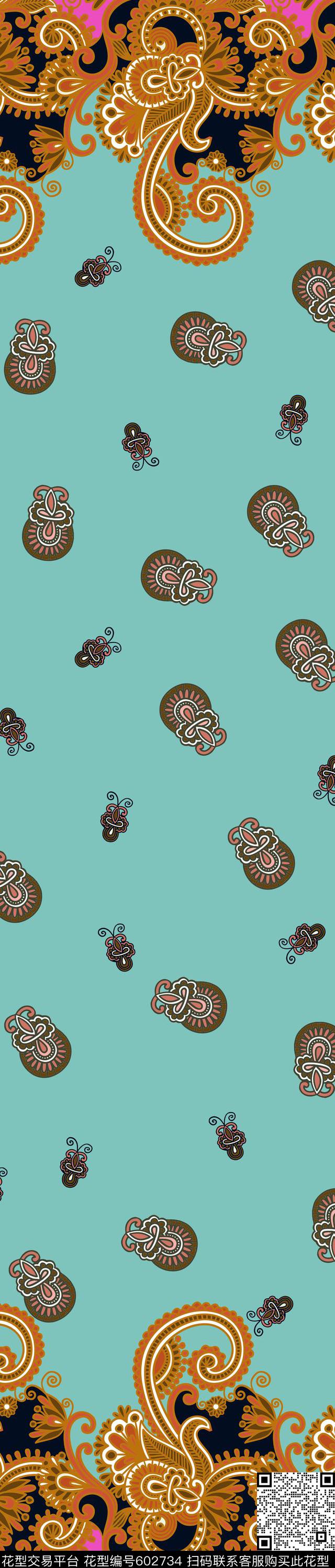 民族风图腾双边定位印花传统印花华亿平台下载（图片编号: 602734） - 瓦栏（Walan）