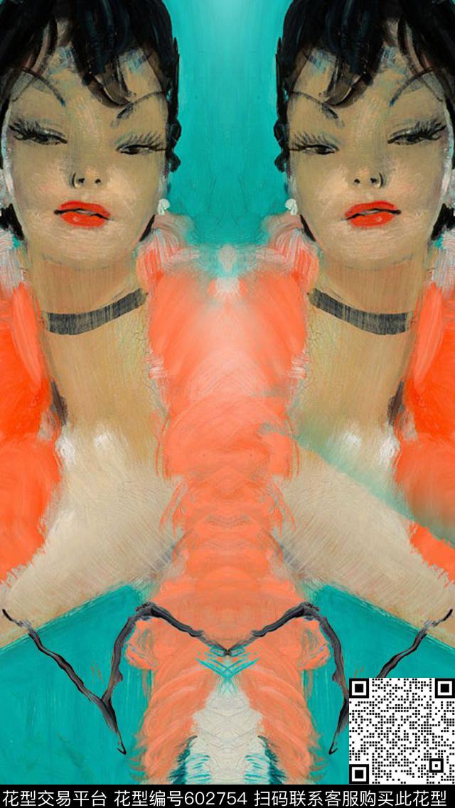 羽绒服手绘抽象数码印花华亿平台下载（图片编号: 602754） - 瓦栏（Walan）