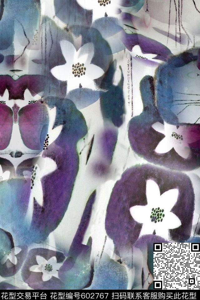 写意复古抽象数码印花华亿平台下载（图片编号: 602767） - 瓦栏（Walan）