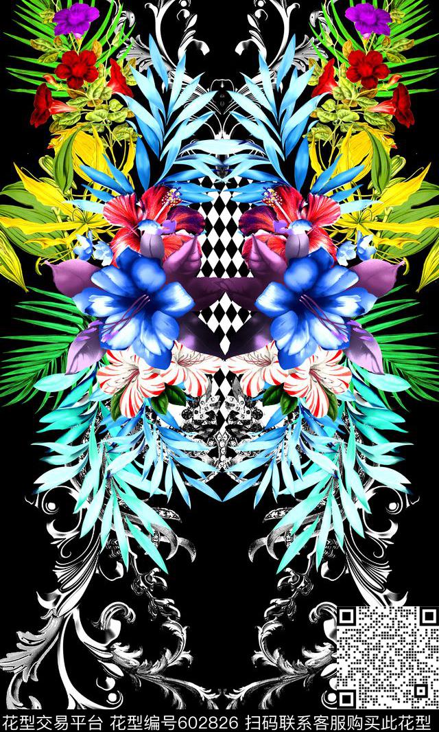 花卉欧式花纹卷草数码印花华亿平台下载（图片编号: 602826） - 瓦栏（Walan）