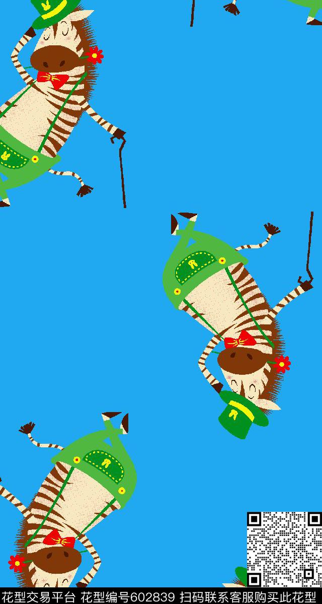 动物绅士牛数码印花华亿平台下载（图片编号: 602839） - 瓦栏（Walan）