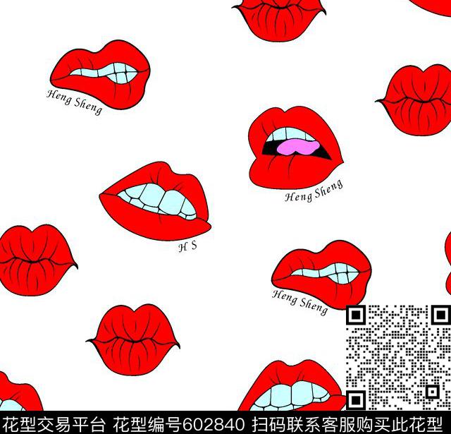 口红嘴唇传统印花华亿平台下载（图片编号: 602840） - 瓦栏（Walan）