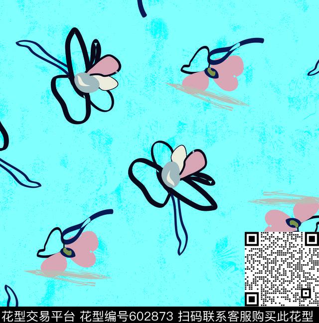 手绘花卉水彩花卉墨迹传统印花华亿平台下载（图片编号: 602873） - 瓦栏（Walan）