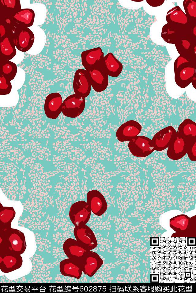 趣味石榴籽不规则传统印花华亿平台下载（图片编号: 602875） - 瓦栏（Walan）
