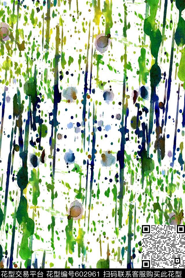 泼墨水彩清新泼墨水彩画数码印花华亿平台下载（图片编号: 602961） - 瓦栏（Walan）