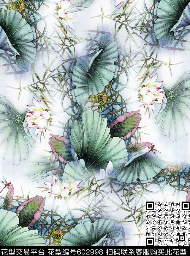 莲花荷花花卉数码印花华亿平台下载（图片编号: 602998） - 瓦栏（Walan）