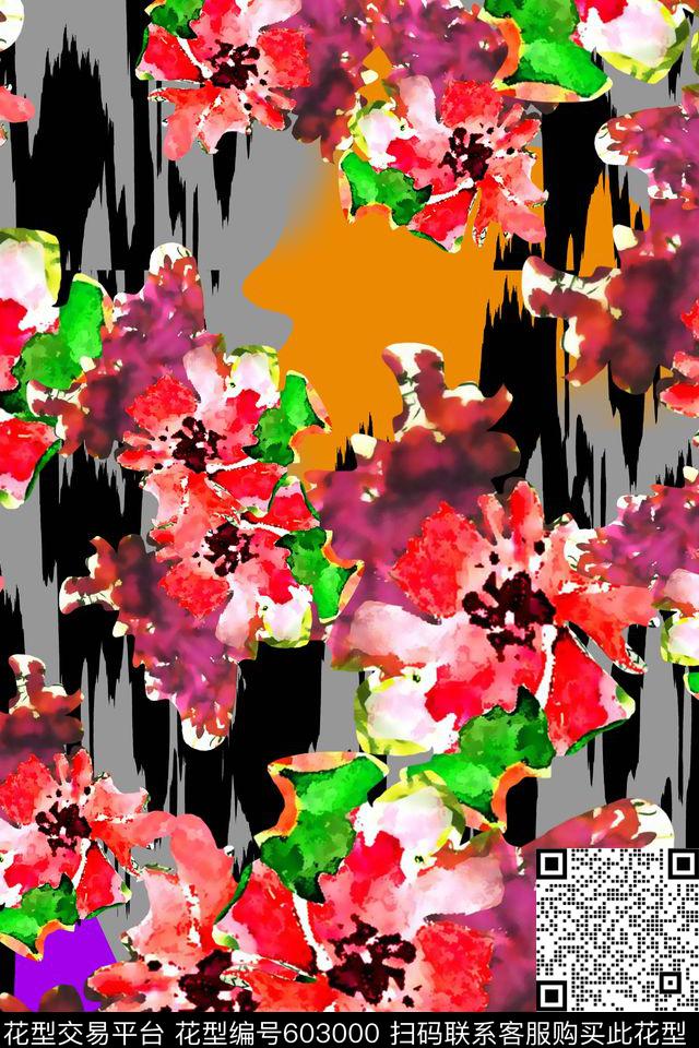 几何手绘大气欧美风数码印花华亿平台下载（图片编号: 603000） - 瓦栏（Walan）