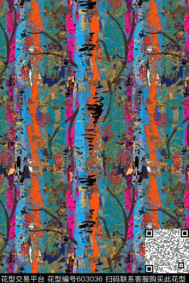 时尚抽象树叶传统印花华亿平台下载（图片编号: 603036） - 瓦栏（Walan）