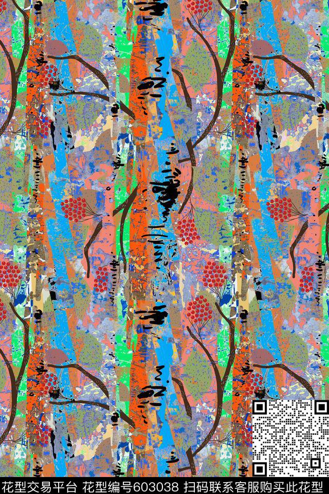 时尚抽象树叶传统印花华亿平台下载（图片编号: 603038） - 瓦栏（Walan）