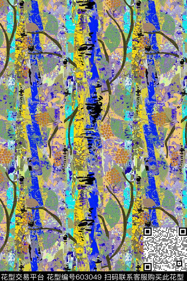 时尚抽象树叶传统印花华亿平台下载（图片编号: 603049） - 瓦栏（Walan）