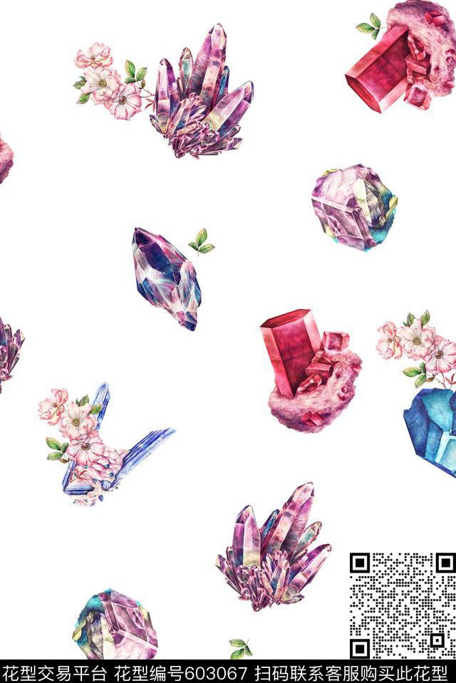 珠宝手绘水彩数码印花华亿平台下载（图片编号: 603067） - 瓦栏（Walan）