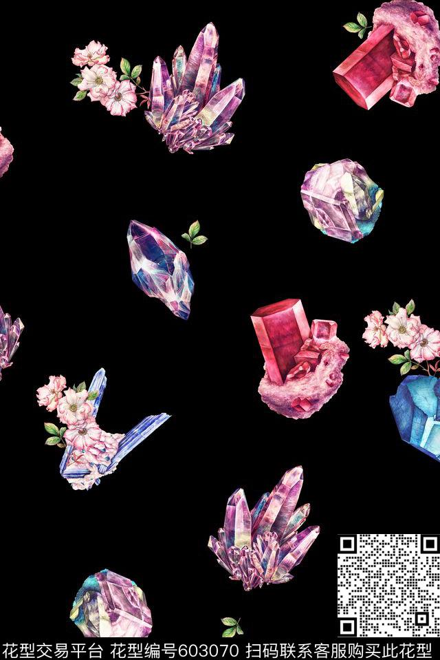 珠宝手绘水彩数码印花华亿平台下载（图片编号: 603070） - 瓦栏（Walan）