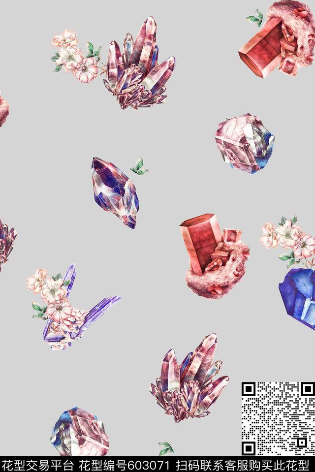 珠宝手绘水彩数码印花华亿平台下载（图片编号: 603071） - 瓦栏（Walan）