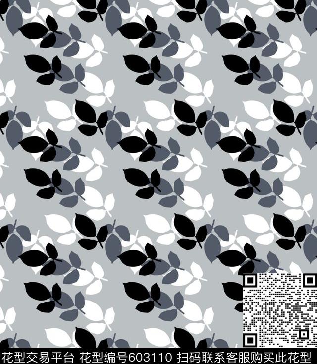 几何树叶传统印花华亿平台下载（图片编号: 603110） - 瓦栏（Walan）