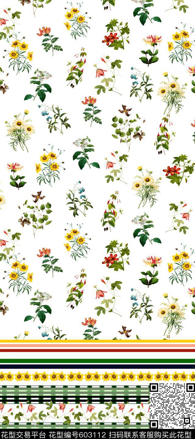 热带花卉定位花时尚数码印花华亿平台下载（图片编号: 603112） - 瓦栏（Walan）