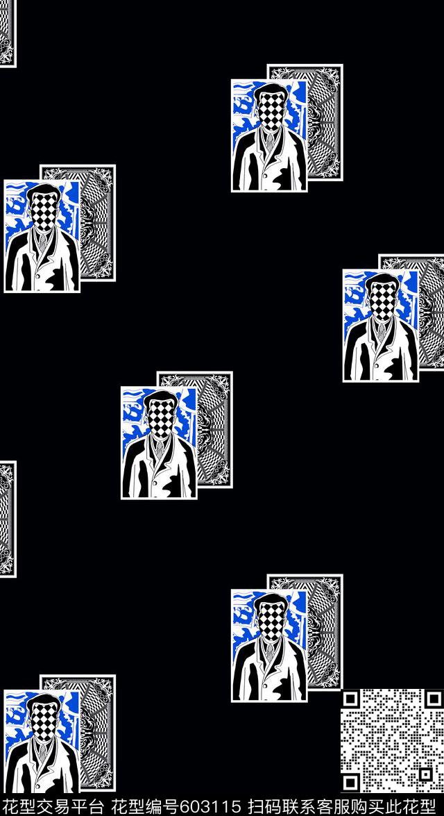 格子几何抽象传统印花华亿平台下载（图片编号: 603115） - 瓦栏（Walan）