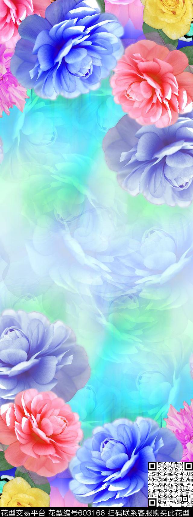 炫彩花卉沙滩长巾数码印花华亿平台下载（图片编号: 603166） - 瓦栏（Walan）
