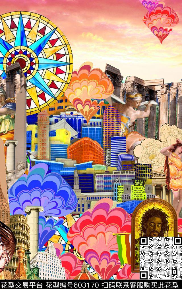 几何定位风景数码印花华亿平台下载（图片编号: 603170） - 瓦栏（Walan）