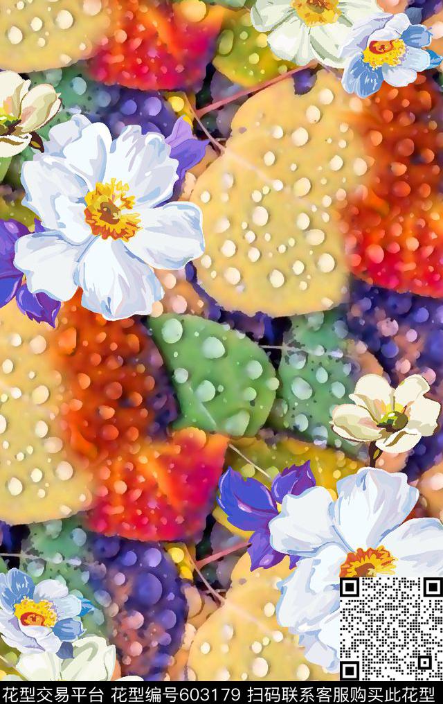 水滴花卉高清数码花数码印花华亿平台下载（图片编号: 603179） - 瓦栏（Walan）