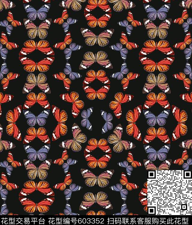 蝴蝶满版时尚女装。数码印花华亿平台下载（图片编号: 603352） - 瓦栏（Walan）