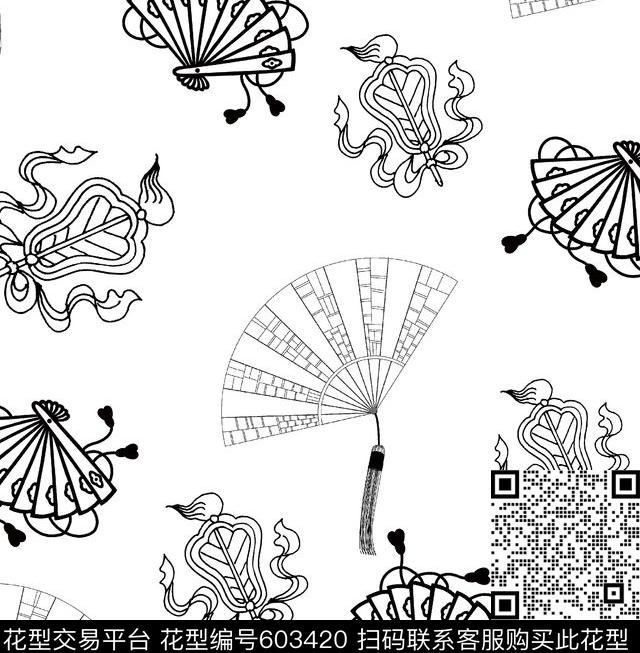 中国风时尚手绘数码印花华亿平台下载（图片编号: 603420） - 瓦栏（Walan）